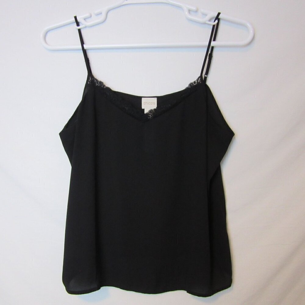 Chicos Camisole Black Lace Adjustable Straps Undershirt Top Classic Womens Large